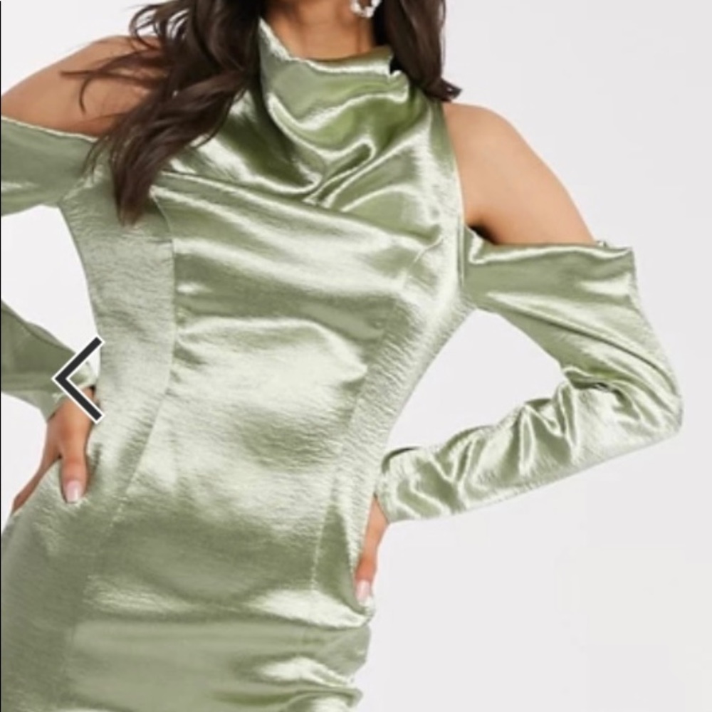 Satin Cold Shoulder Dress